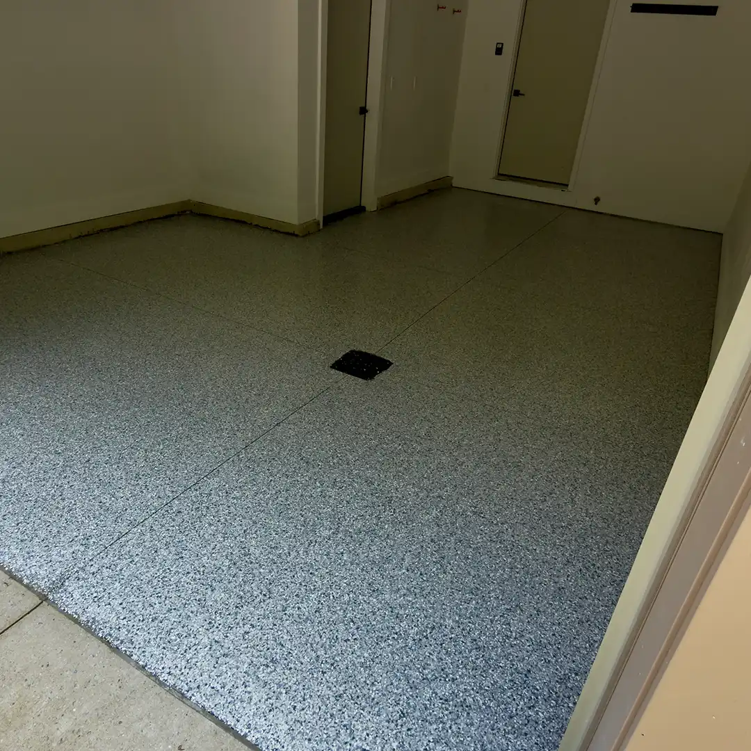 Finished epoxy flooring installation by Veteran Pro Coating