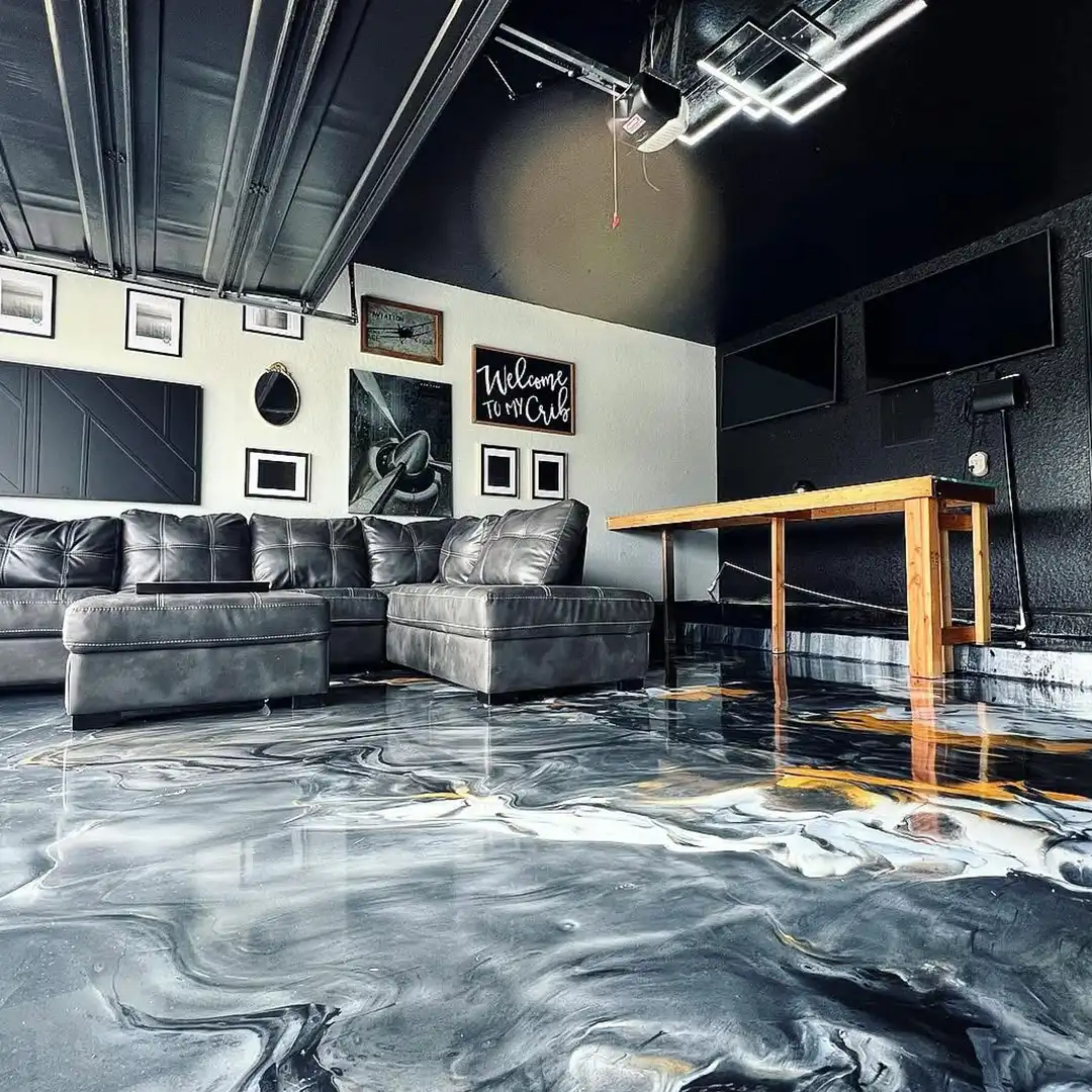Completed decorative concrete flooring system